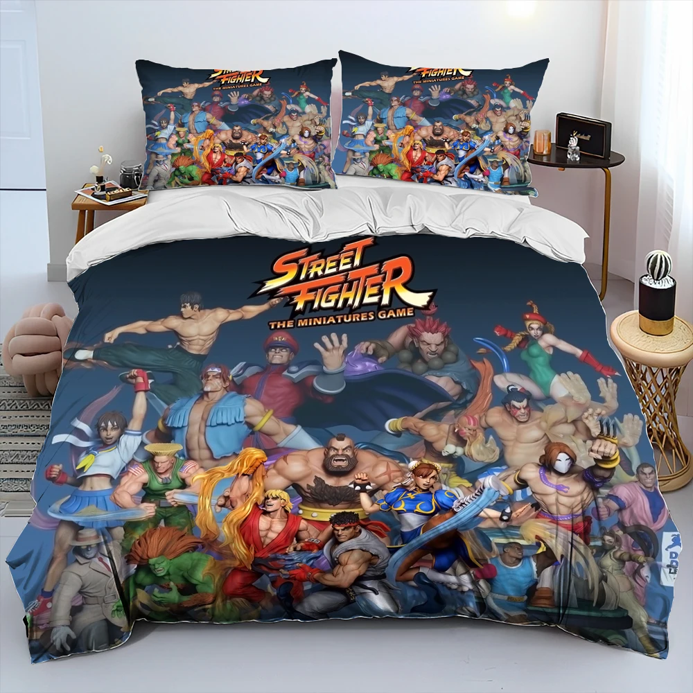 Imagem -04 - Street Fighter Retro Game Gamer Consolador Bedding Setduvet Cover Bed Conjunto Quilt Cover Fronha King Queen Size Conjunto de Cama Kid