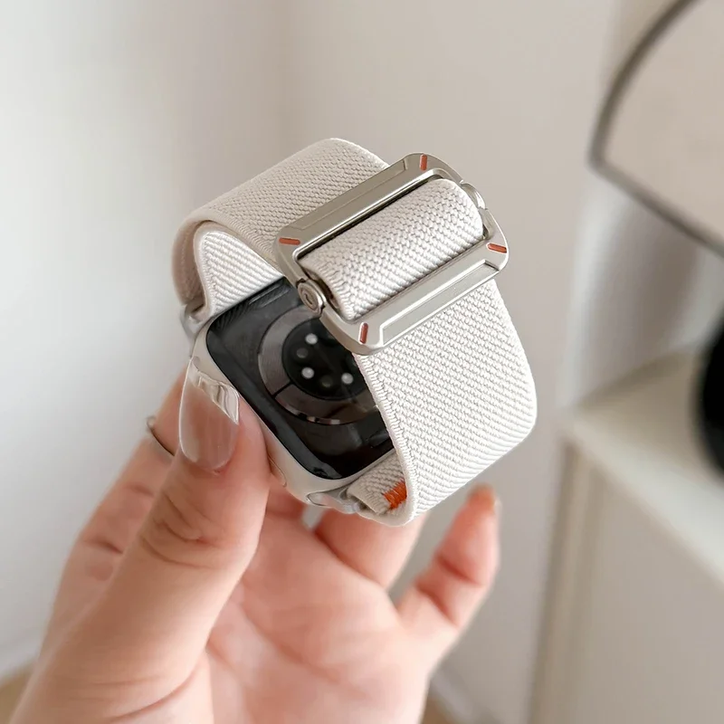 

Поп-нейлоновый ремешок для Apple Watch Band Ultra 2 49 мм 10 9 8 7 46 мм 44 мм 41 мм 45 мм 42 мм Плетеный эластичный браслет для IWatch Series 6