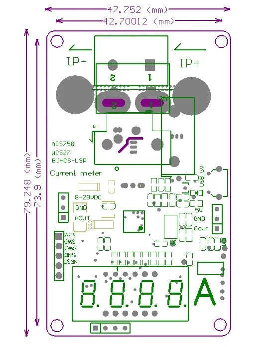 1PCS ACS758ECB-200B 0-200A AC DC current display meter current value of the wire can be displayed 0-200A, resolution 0.1 A