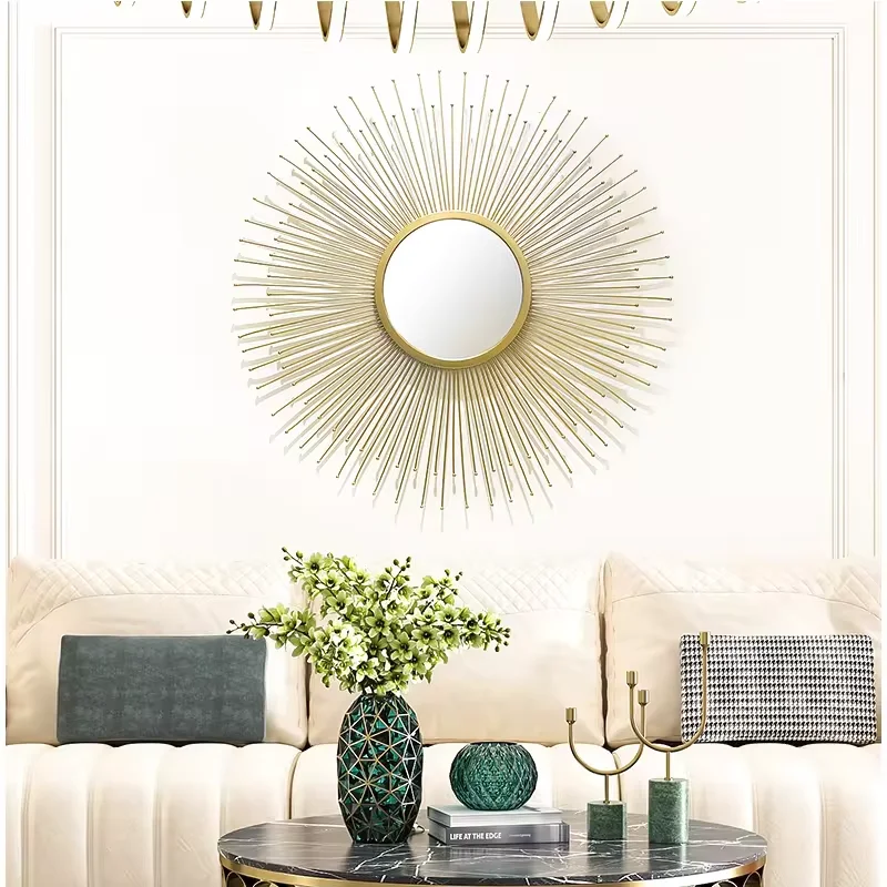 Home Decor Decorative Mirror Light Luxury Iron Art Mirror Wall Decoration Background Wall Creative Nordic Mirror Gift Sets