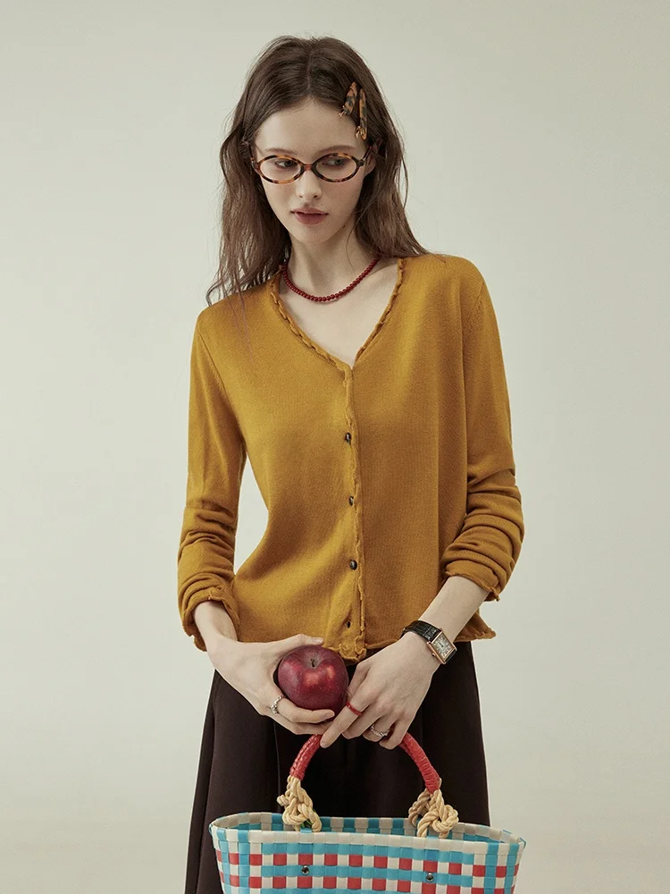 

Женский кардиган LITLECOT с V-образным вырезом, длинными рукавами, мягкий вязаный жакет, весна-осень, белый, для ношения под одеждой, на одной пуговице