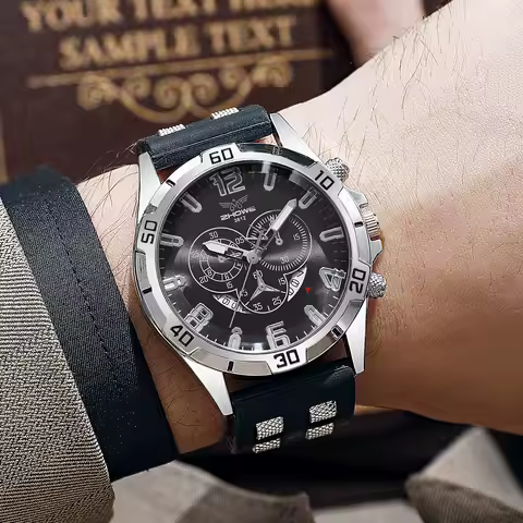 Sporty Chronograph Watch for Men | Silicone Strap with Grid Accents | Skeleton Dial | Waterproof Quartz Wristwatch