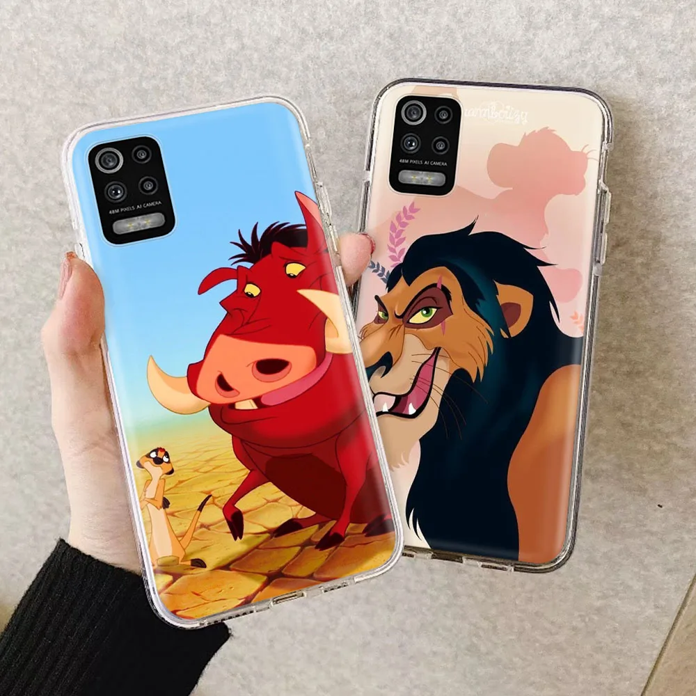 Transparent Case for VIVO V25 X80 Y01 Y02 Y02S Y16 Y22S Y35 OPPO Find X5 Reno 8 8T A17K A77S A78 Pro Soft Cover Lion King