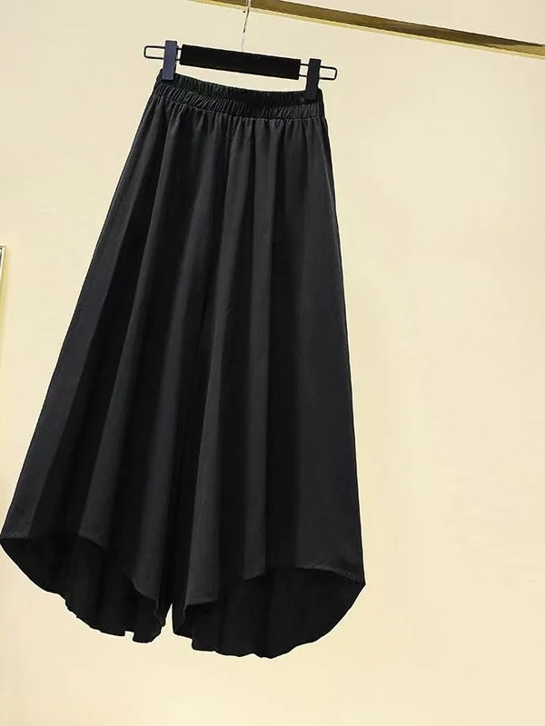 Pantaloni larghi a gamba larga Street Sle da donna a vita alta a nove punti estivi casual in fibra di poliestere taglie forti asimmetrico
