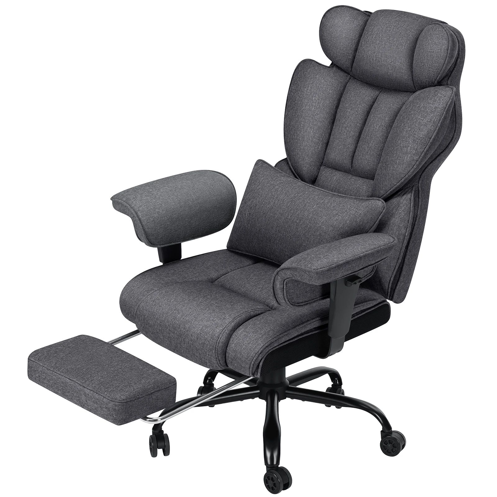 Ergonomic Gaming Chair with Breathable Fabric Spring Cushion Vibration Massage Adjustable Armrests Office Computer Chair