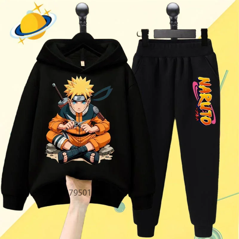 Naruto Ninju anime zestaw bluz z kapturem dla dzieci nadruk kreskówkowy jesienno-zimowa bluza z długimi rękawami chłopcy i dziewczęta fajny swobodny