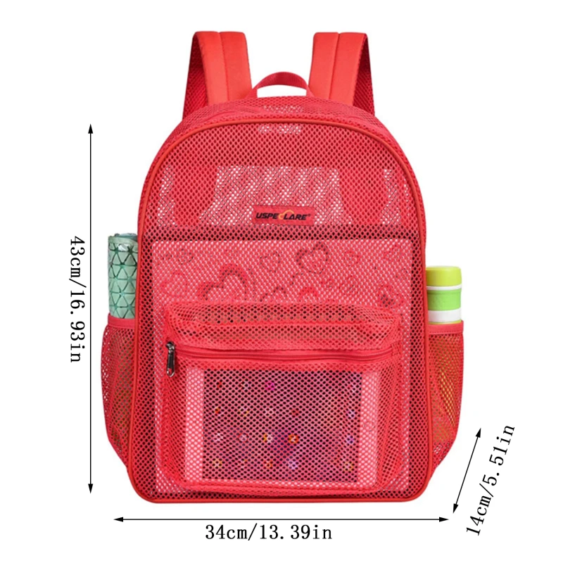 New Fashion Women Transparent Backpacks Mesh Backpack for Boys and Girls Light Weight Rucksack Travel Student Bag