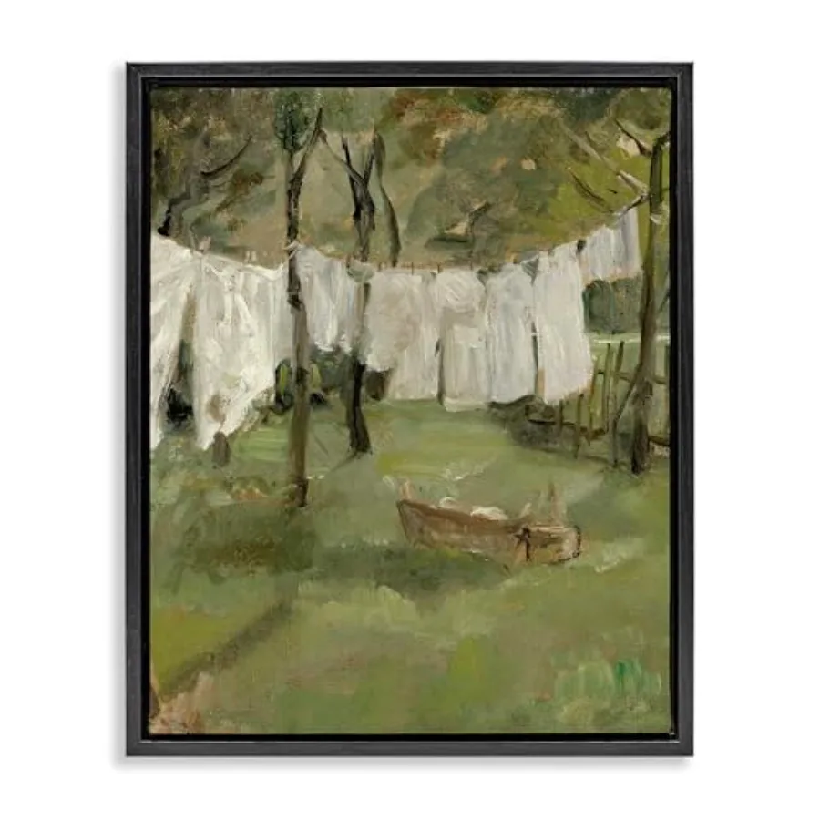 

Classic Clothesline Yard Scene' Floating Frame Canvas Art Black 17 x 21 Inch Easy to Hang and Sturdy Made in USA by Lettered an