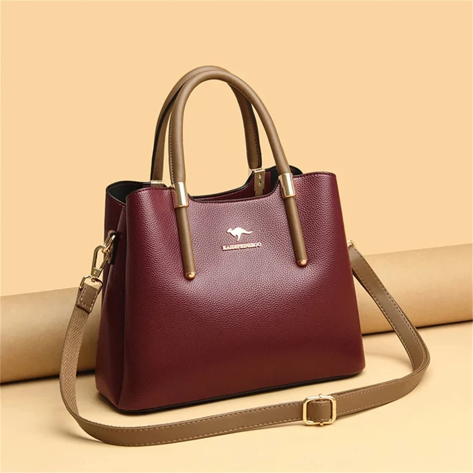 VANDERWAH Genuine Casual Tote Bag Luxury Handbags Women Bags Designer Purses and Handbag High Quality Leather 3 Layers Hand Bags