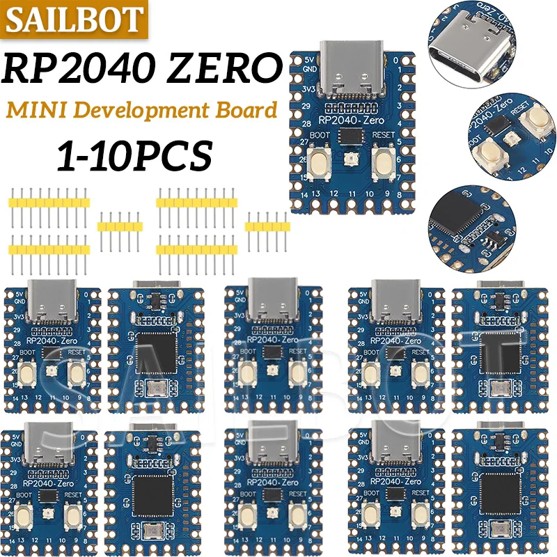 

1-10 шт. RP2040-Zero RP2040 для микроконтроллера Raspberry Pi, макетная плата PICO, двухъядерный процессор Cortex M0 +, 2 МБ флэш-памяти