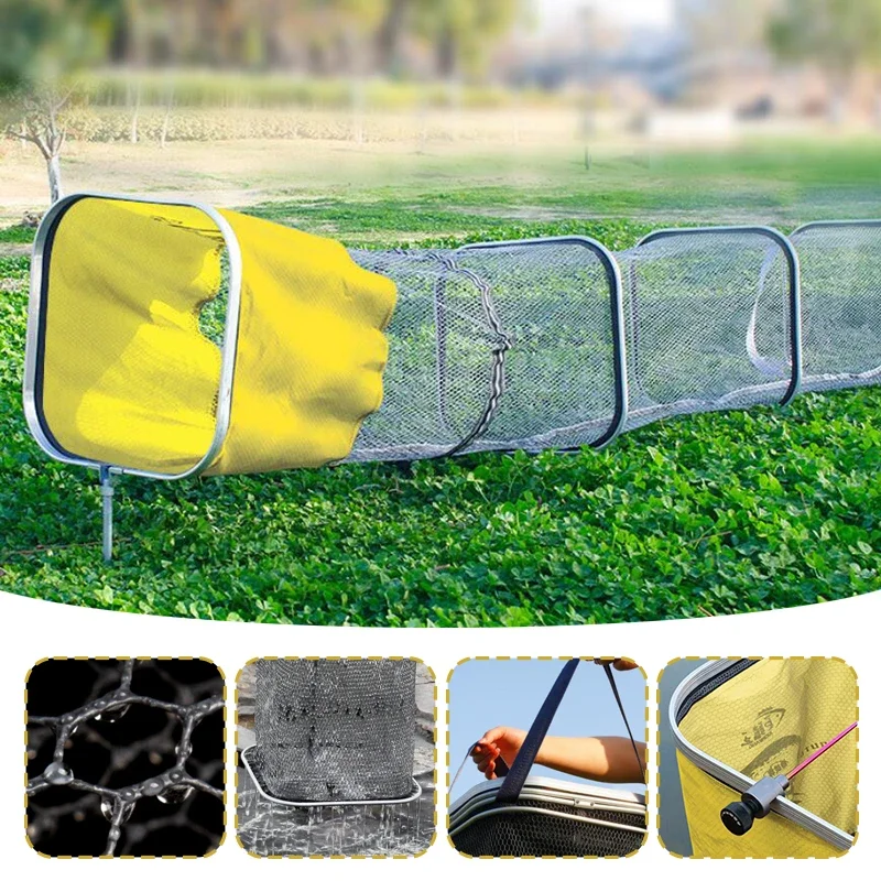 150/200/250/300cm Collapsible Fishing Net Large Capacity Portable Nylon Net Fishing Bait Storage Cage Outdoor Fishing Special