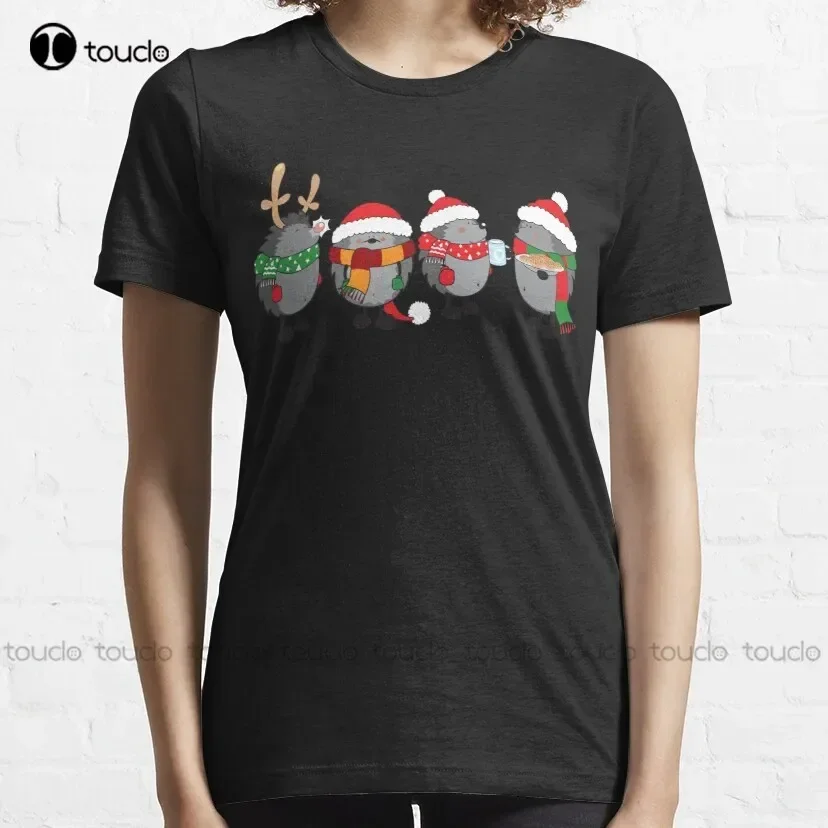Christmas Hedgehogs Classic T-Shirt Oversized T Shirts For Women Custom Aldult Teen Unisex Digital Printing Tee Shirt Xs-5Xl