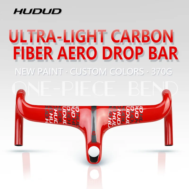 

HUDUD T800 Carbon Integrated Bar 370g | Full Internal Routing | 70mm Reach 110mm Drop | 28.6mm | 360-440mm | Gloss Paint