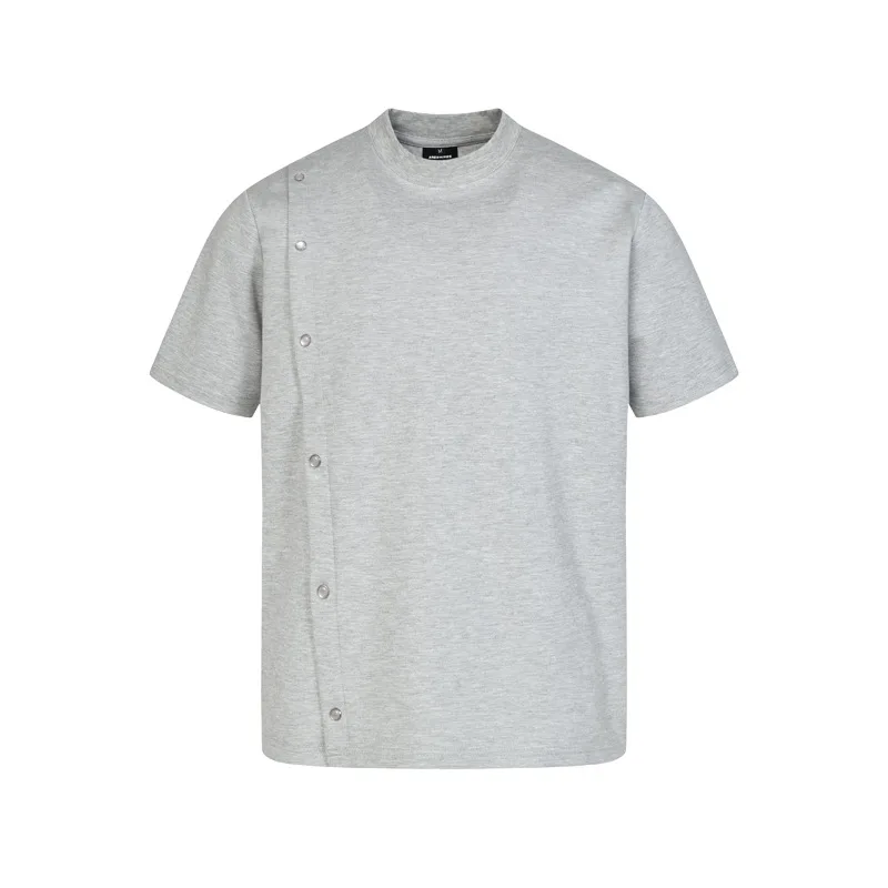 Men's Oversized Hip Hop T Shirts Fashion Vibe Style Y2K Tees With Buttons Summer Short Sleeve Tops Cleanfit Summer Tshirt