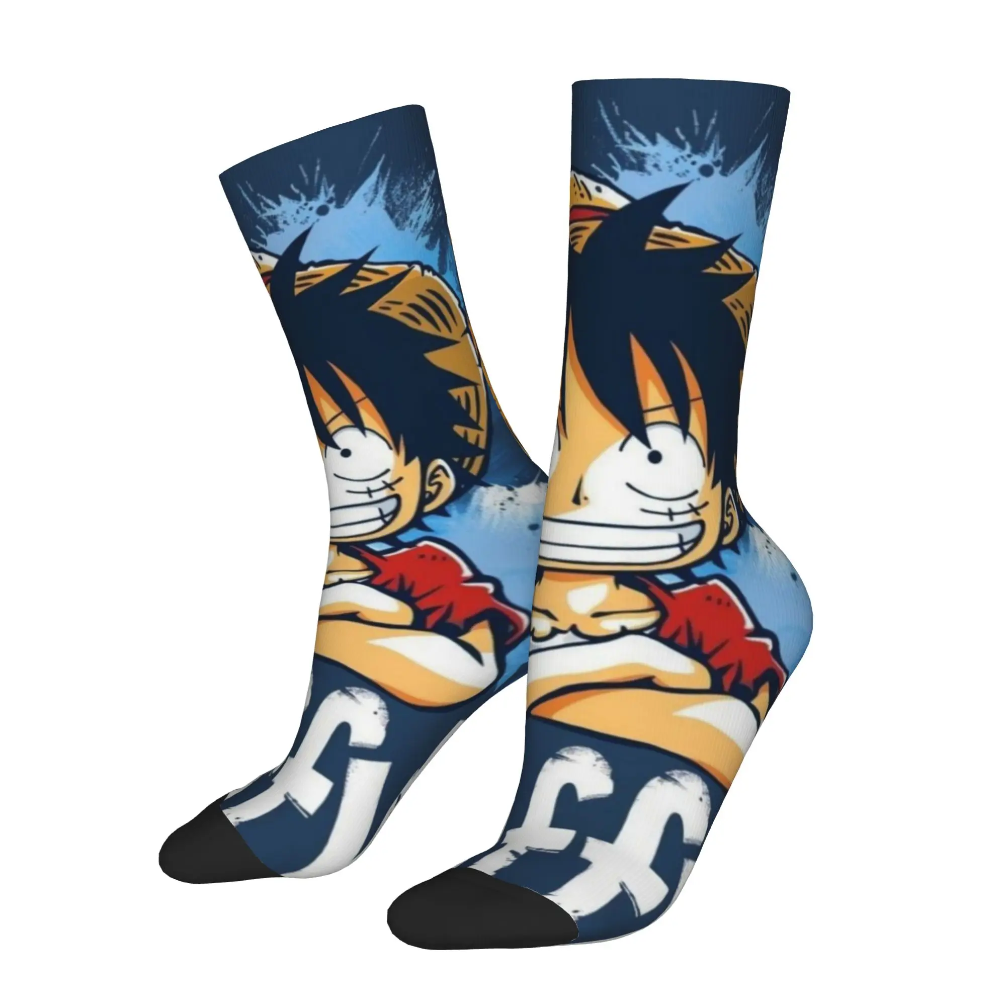 

1 Pair Funny Sock One Piece Luffy (23) Harajuku Seamless Pattern Printed Men Socks Novelty Men's Socks