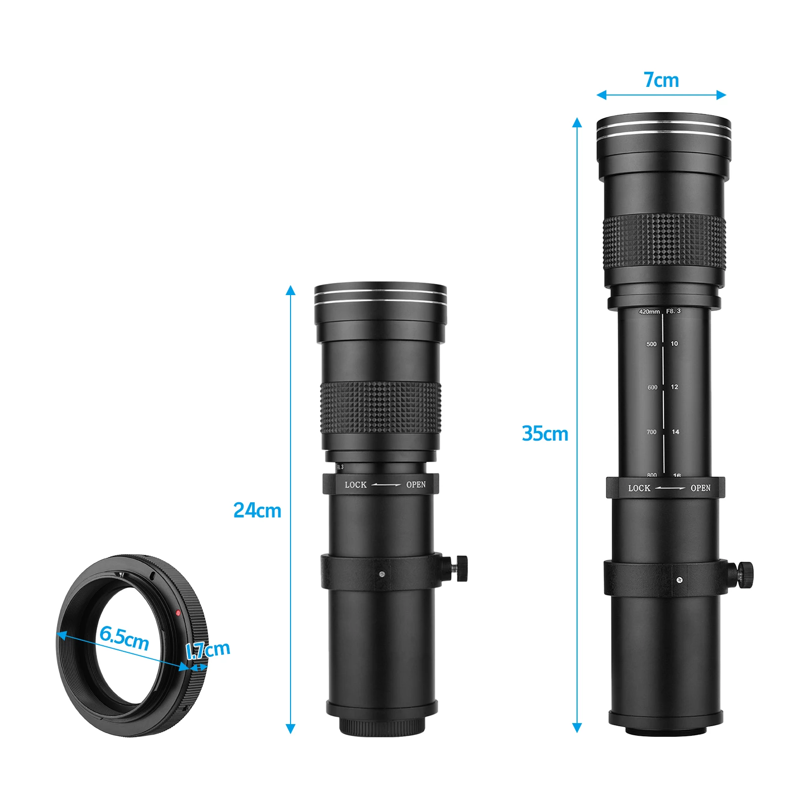 420-800 مللي متر عدسة تكبير المقربة الفائقة التركيز اليدوي لفتحة Canon EF Mount F/8.3-16 مع محول T-Mount البناء المعدني #3