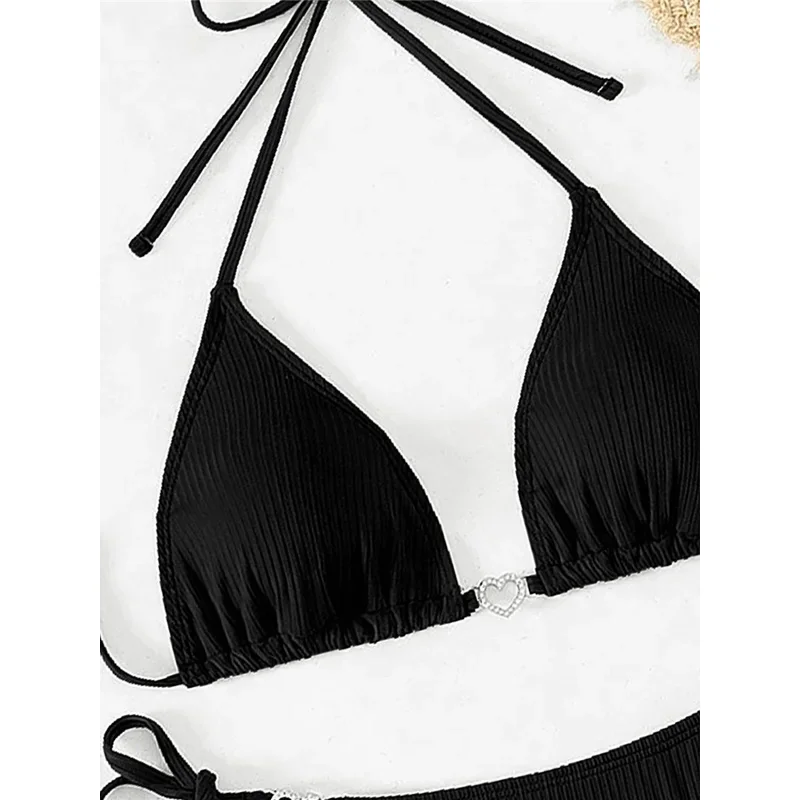 Hartvormige halter bikini dames badmode vrouwelijk badpak tweedelige bikiniset strappy hoog uitgesneden bader badpak zwemmen