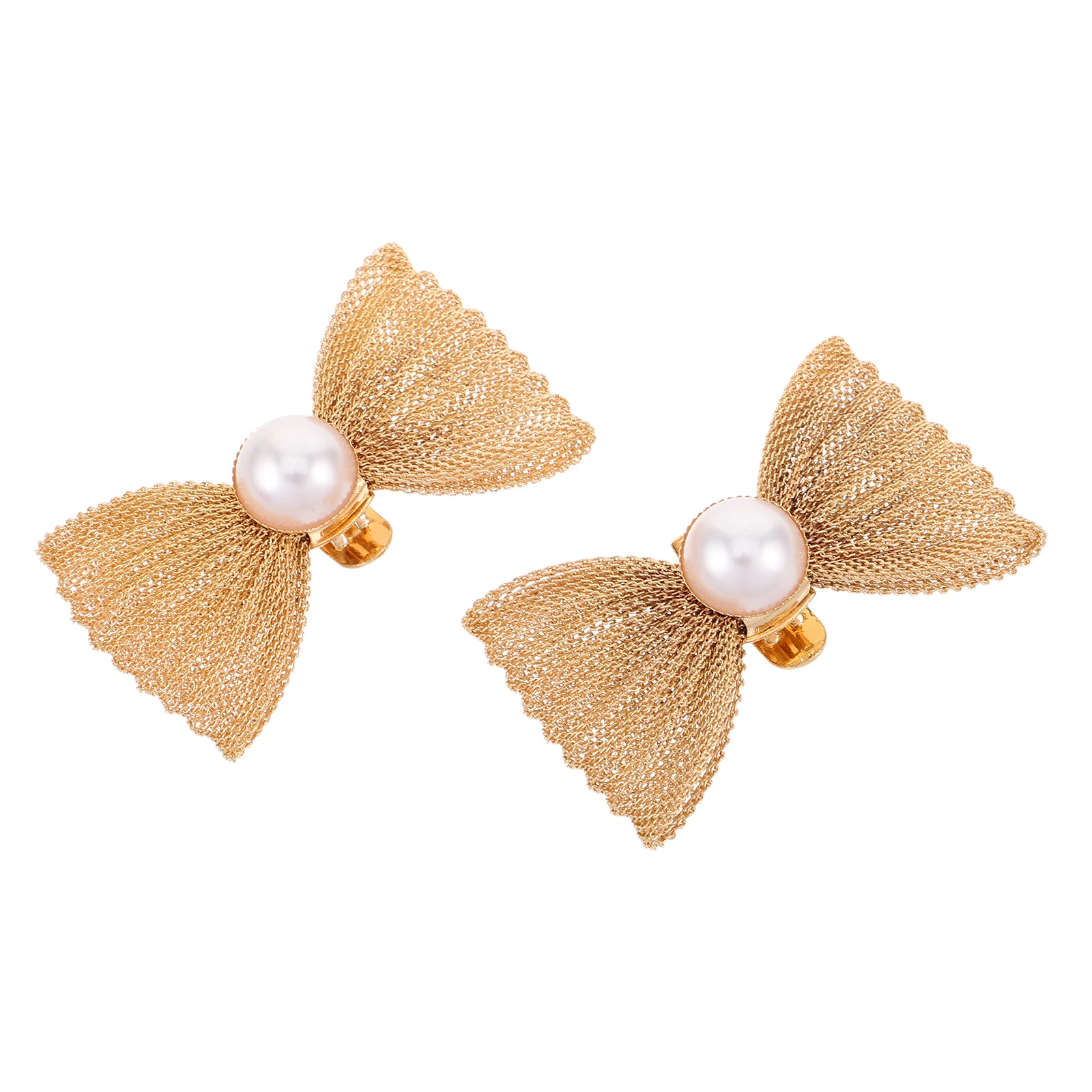 

2 Pcs Pearl Butterfly Shoe Buckle Diy High Heels Fashion Charms Accessories Golden Miss