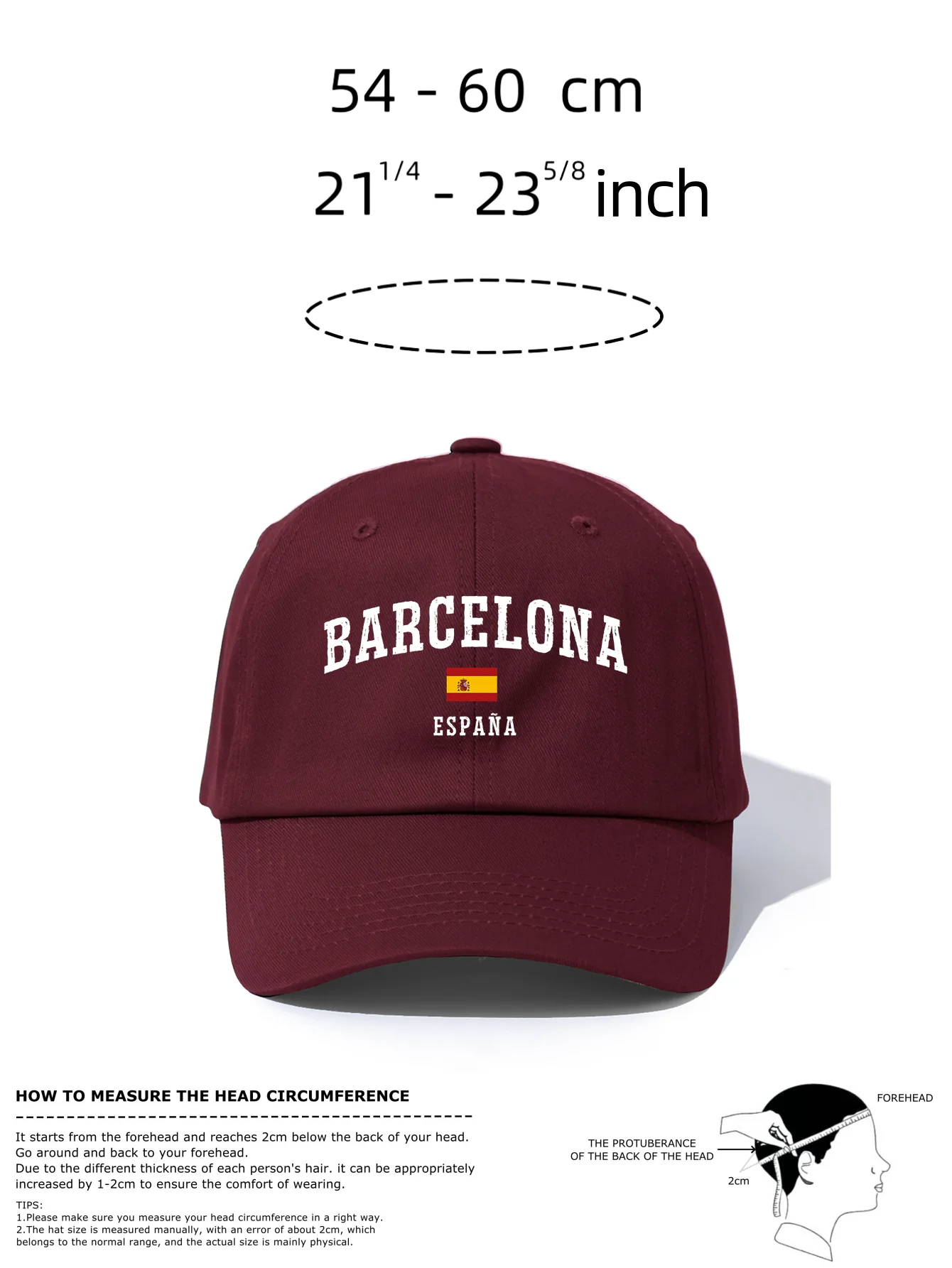 1pc BARCELONA Print Baseball Cap for Adults,Minimalist Retro Style Casual Soft Adjustable Dad Hat,Perfect As Gift
