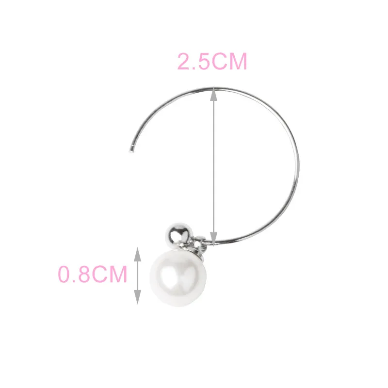 MEETSOFT 925 Silver Cute Geometric Half Round Pearl Hoop Earrings for Fashion Women Fine Jewelry Minimalist Accessories