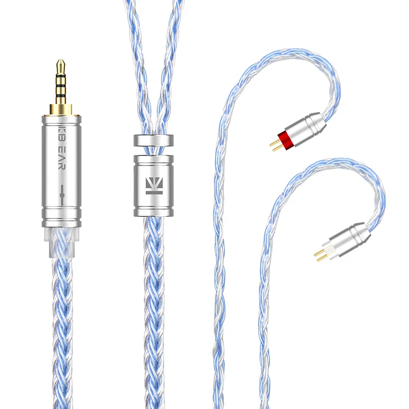 Cavo Per Auricolari KBEAR Inspiration-S – MMCX/2PIN/TFZ, Spina 2.5 Mm, 8 Core, 1.2 M, Argento