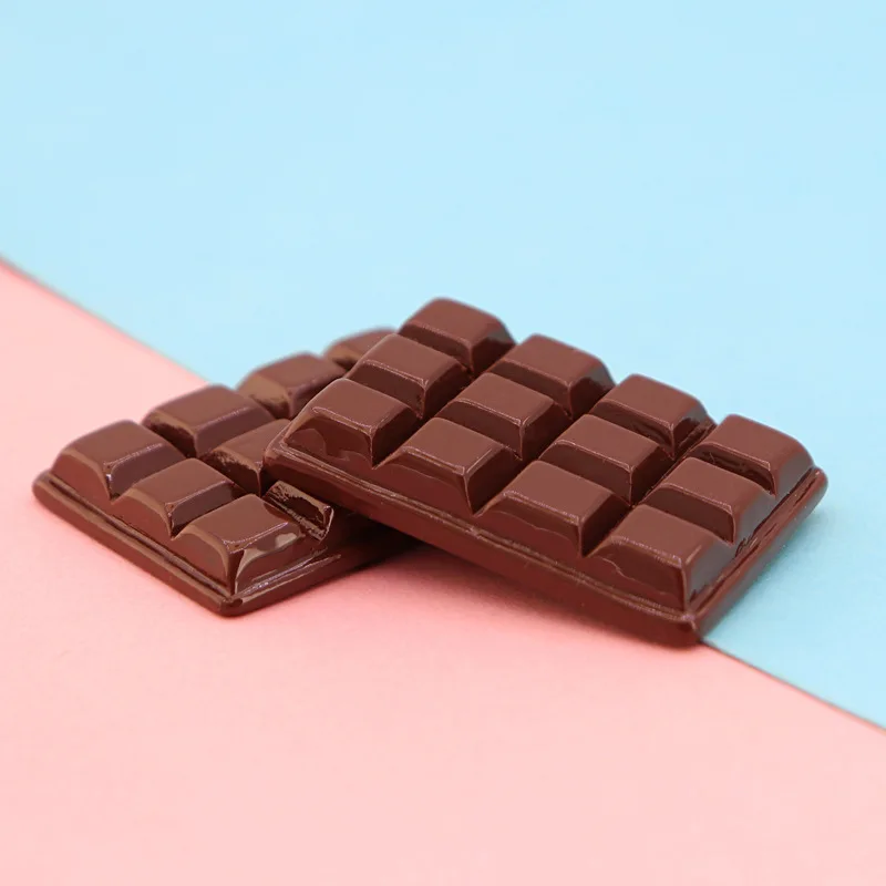 10Pcs/lot Simulation Chocolate Block DIY Resin Accessories Flatback Cabochon Fake Food Fit Phone Decoration Scrapbooking Craft