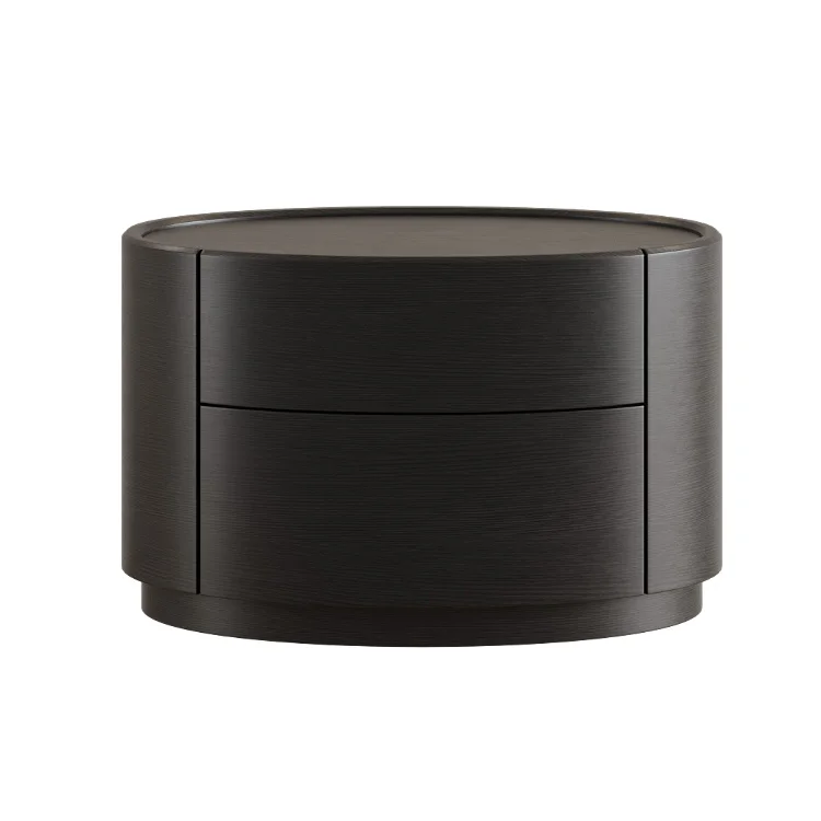 Modern round wooden bedside table large capacity simple cylindrical bedside table bedroom one-stop solution