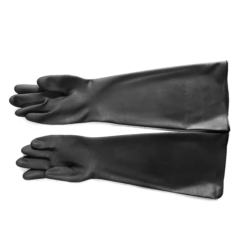 Blast Rubber Gloves For Sandblasting Sandblaster Sand Blast Cabinet Sandblasting Gloves Sandblaster Parts 60Cm Black Durable