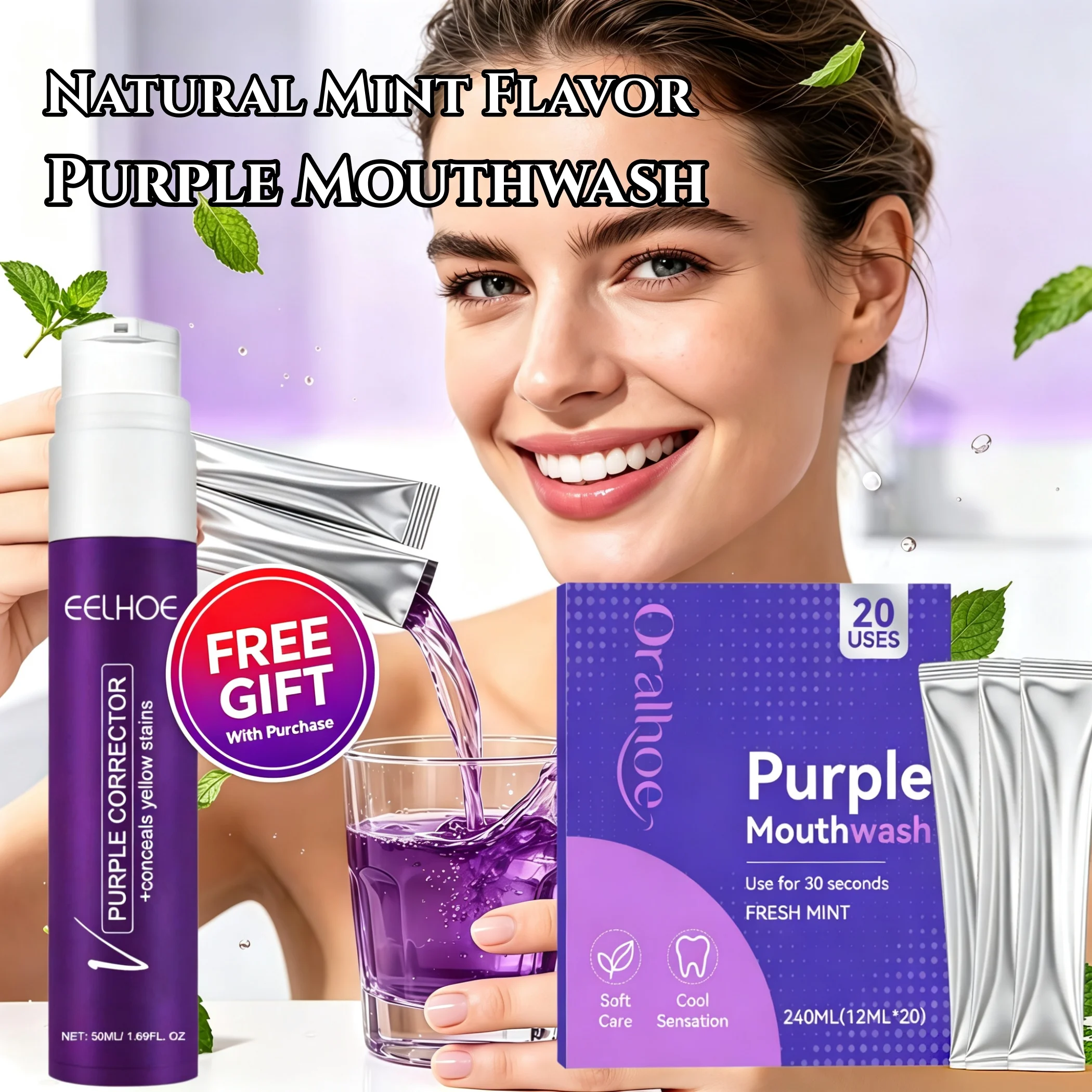 Teeth Whitening Xylitol - غسول فم بنكهة النعناع الطبيعية باللون