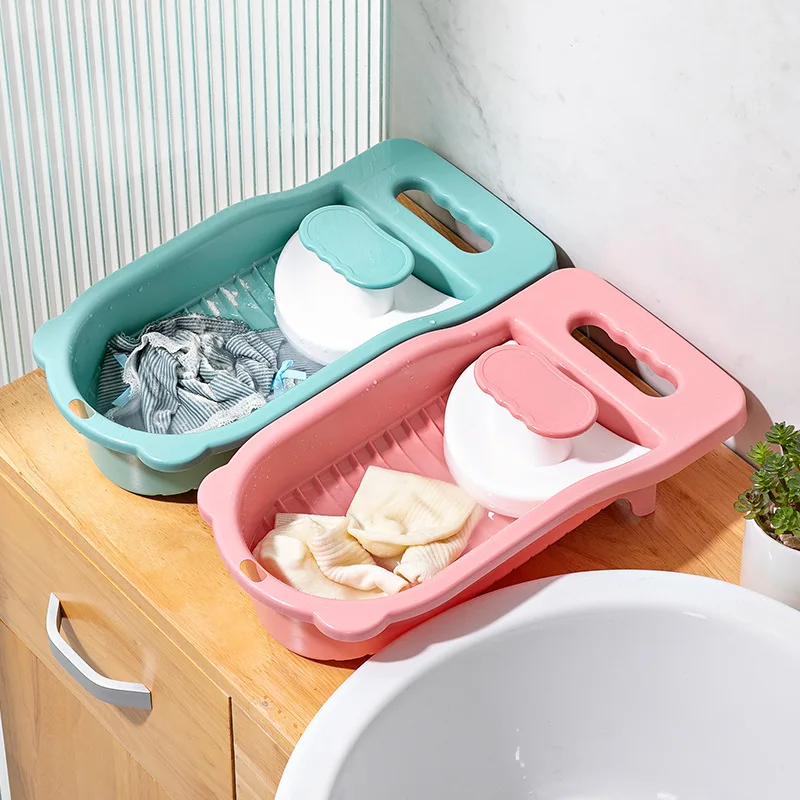 

Mini Thickened Washboard Adult Household Student Dormitory Small Laundry Board Portable Lazy Person's Sock Washing Laundry Basin