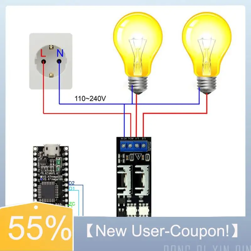 A81M New- AC Light Dimmer Module 2 Channel 3.3V/5V Logic Module AC 50/60H 220V/110V Light Dimmer Module