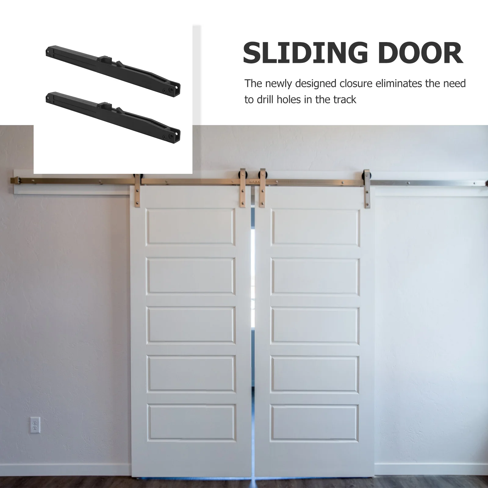 

2Pcs Sliding Door Damper Hole-Free Mount Close Mechanism Barn Door Stopper Spring Buffer Adjustable Soft Closing System