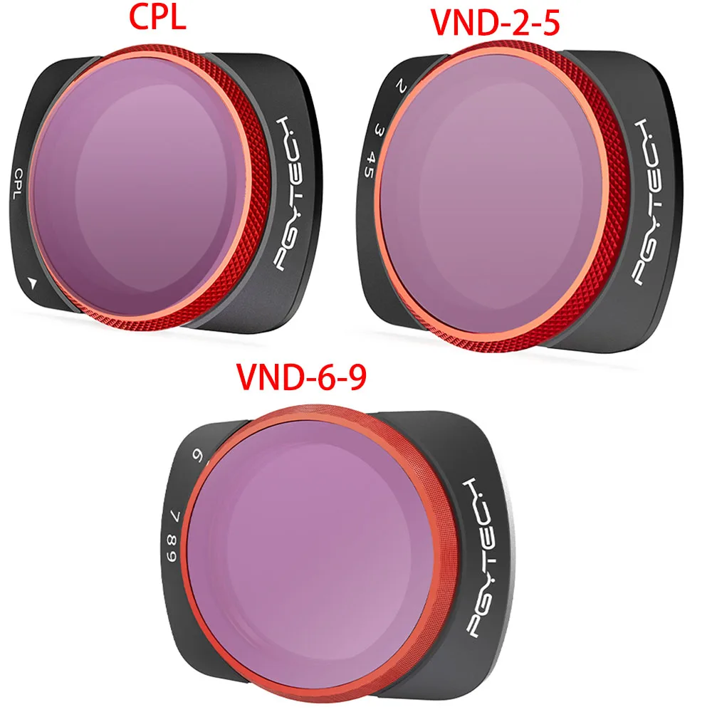 PGYTECH Magnetic CPL VND 6-9 Stops ND/PL Filter Kit For DJI Osmo Pocket 3 Camera-4-Pack Optical Glass Action Camera Filters