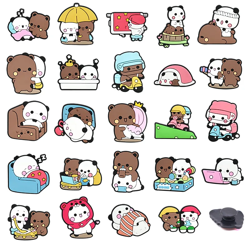 lovely bear series PVC shoe Charms Slippers Buckle combination Fit Wristbands accessories Decoration Bands gift unisex party