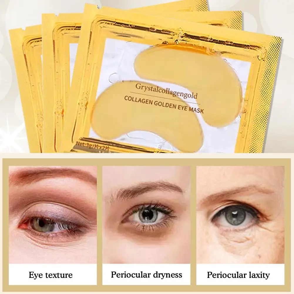 Crystal Collagen Gold Eye Mask, Anti-Envelhecimento, Anti-rugas, círculos escuros, acne, remover o inchaço, desvanecimento círculos escuros, remendo, 20pcs