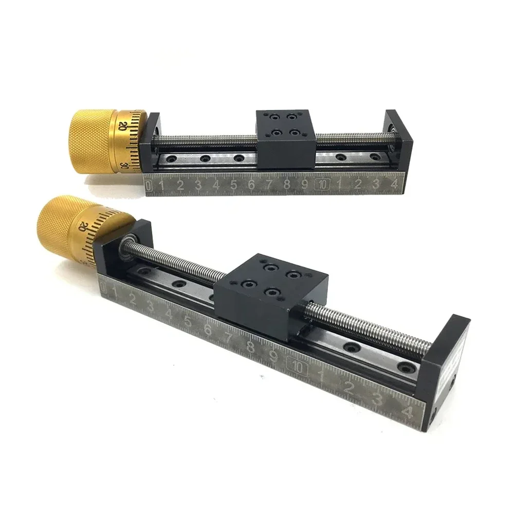 T-type Mini Sliding Table 50~300mm Stroke Linear Rail Actuator 1/2/4/6/12 Lead Pitch Scale Handwheel Manual Slide Stage For CNC