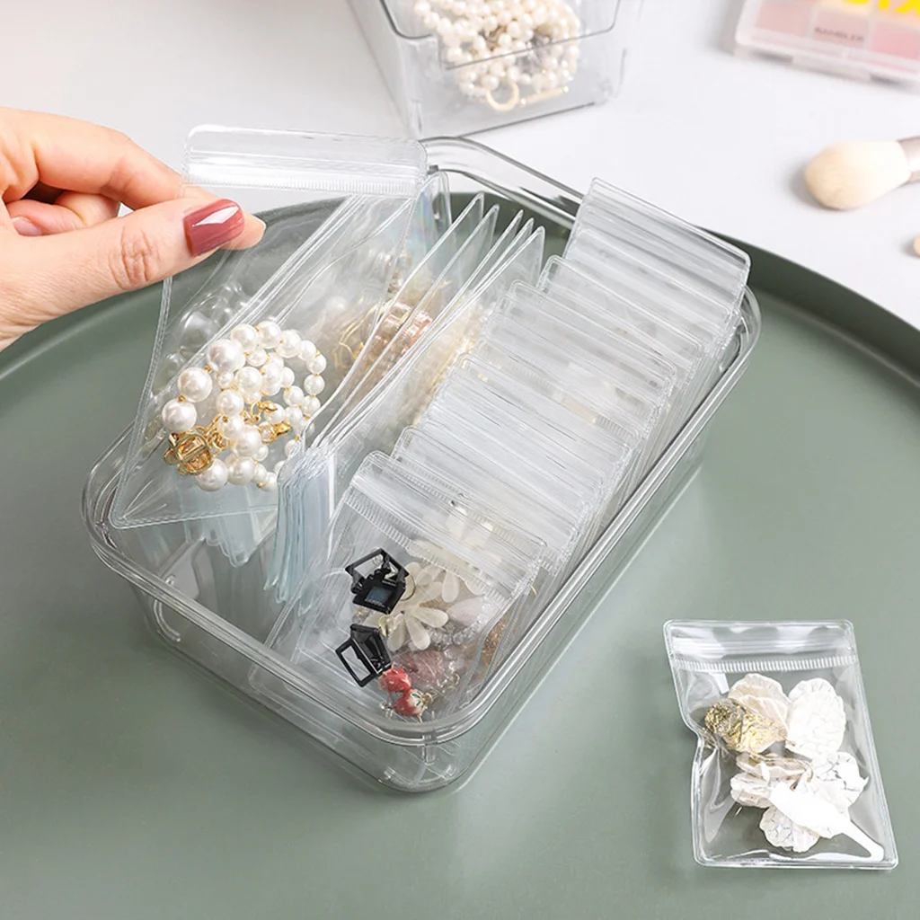 20 PCS PVC Self Sealing Jewelry Bag Thick Necklace Bracelet Ziplock Bag Ring Storage Holder Bag Storage Anti-oxidation Bag