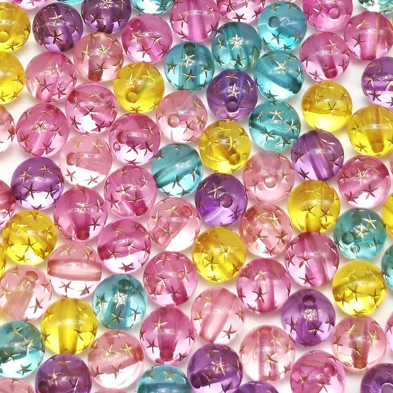 25-50PCS 8mm Acrylic Star Beads Mermaid Round Shape Beads For Jewelry Making DIY Charms Bracelets Necklac Accessories