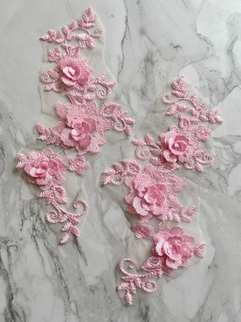 3 Pairs/Lot Multi Color 3D Lace Appliques For Mom Dresses Wedding Gowns Kids Clothes Hanfu And Performance Costumes Decoration