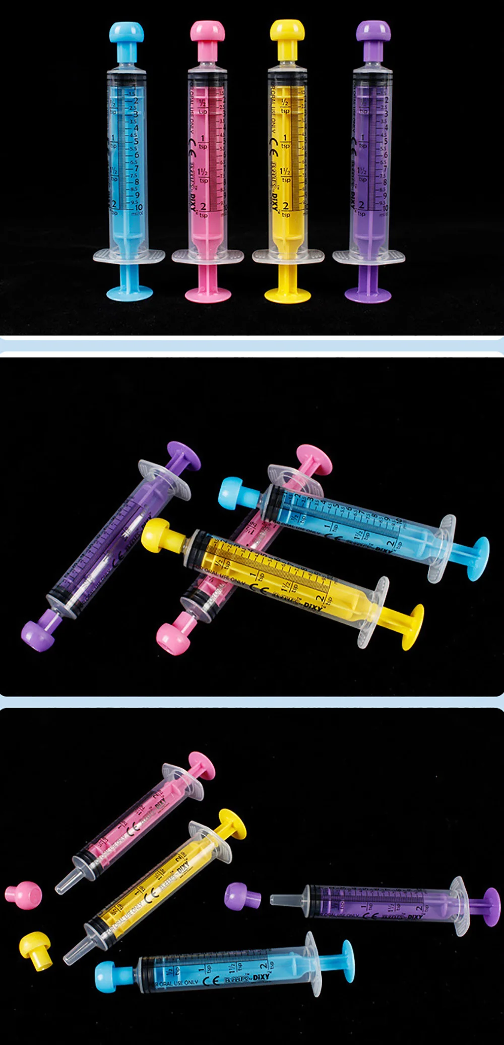 Color straight mouth syringe 5ml 10ml with plastic cap