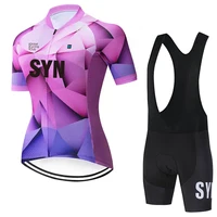 SYN-Conjunto de ropa deportiva de ciclismo para mujer, Top corto de ciclismo de carretera, pantalones cortos de secado rápido, jersey de ciclismo, babero