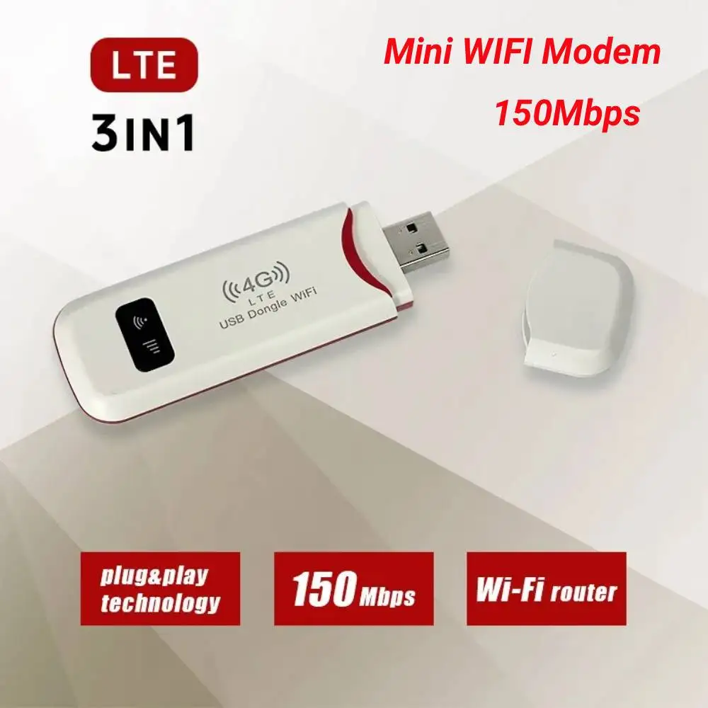

Портативный беспроводной USB-роутер 4G LTE с слотом для SIM-карты, Wi-Fi адаптер, модем 150 Мбит/с, мобильный Wi-Fi для дома и офиса