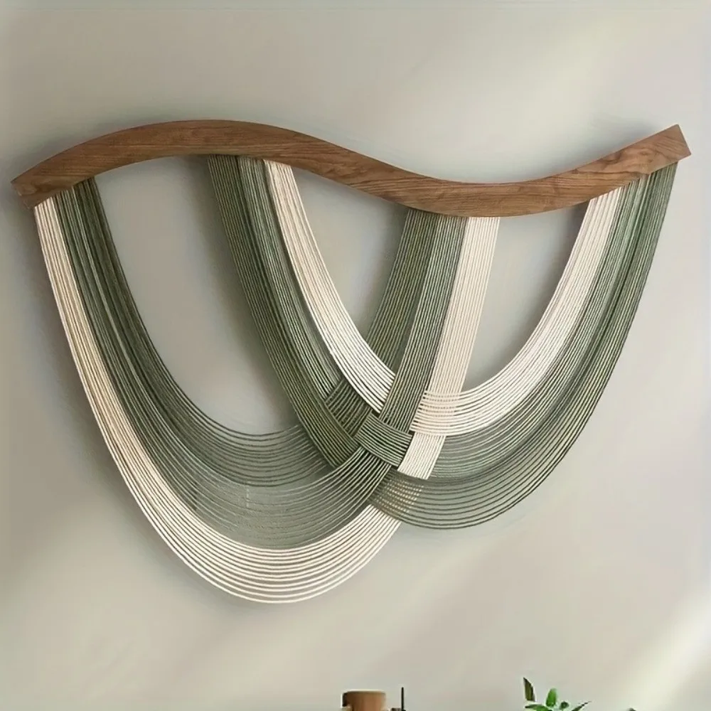 

Crafts Wooden Bohemian Wall Decor Yarn Woven Aesthetic Wall Art Tassel Tapestry Retro Wall Hanging Pendant Dorm Room