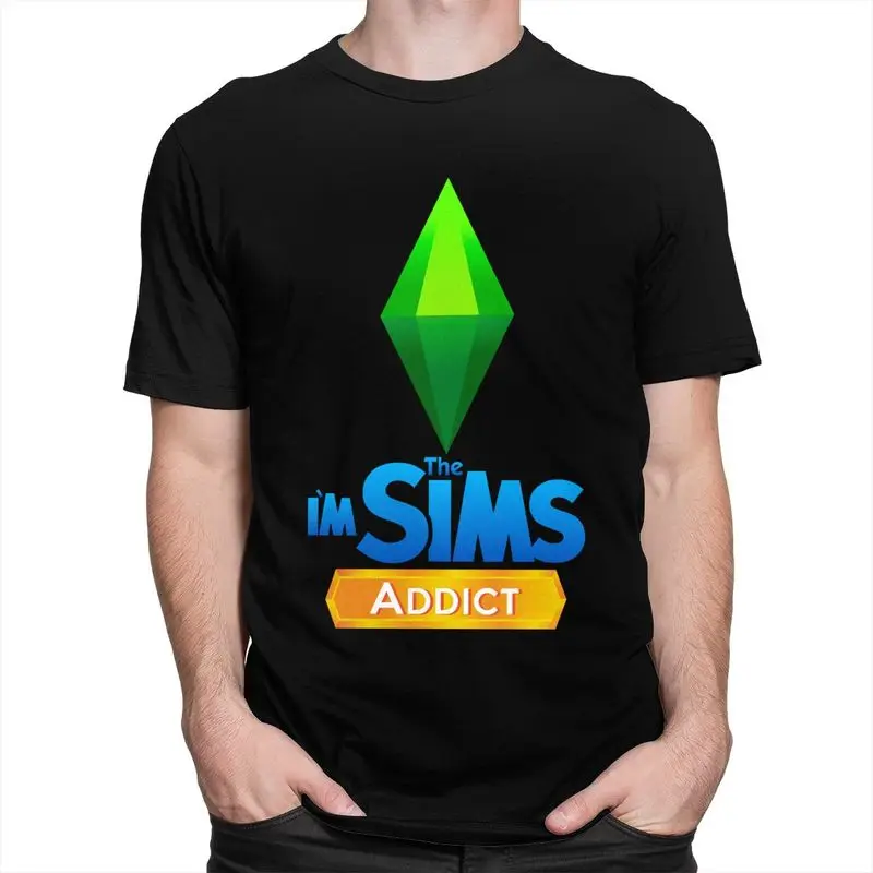 Custom I'm The Sims Addict T Shirt for Men 100% Cotton Tshirt Tee Short Sleeves Video Game T-shirt Slim Fit