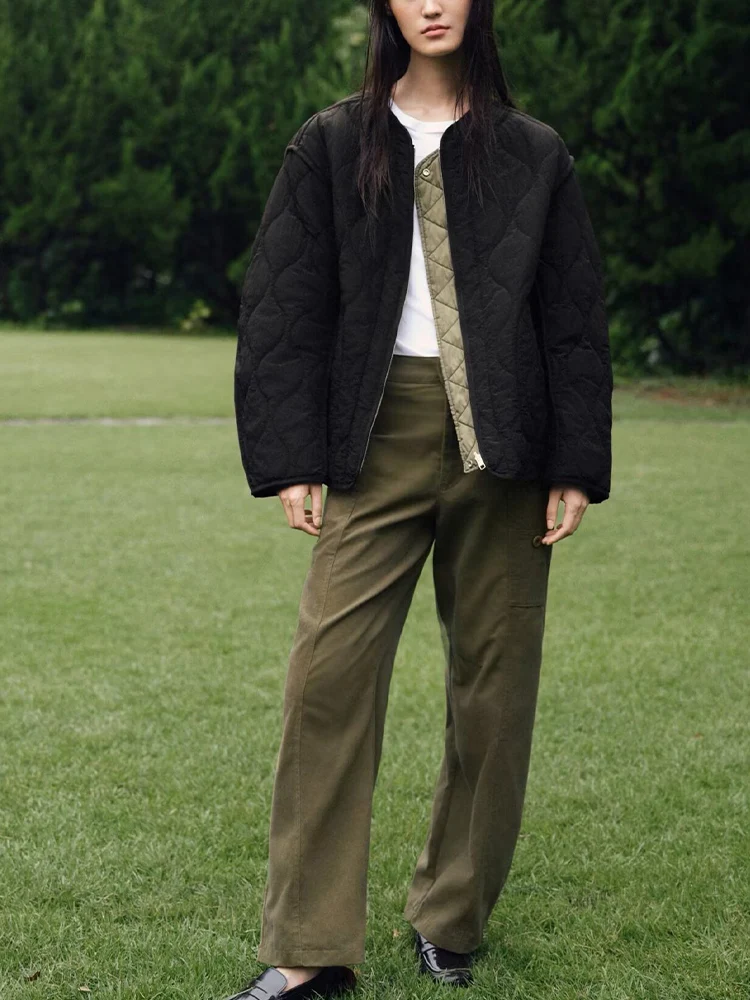 

European and American style autumn and winter new fashion trend simple women's clothing commuting versatile reversible jacket