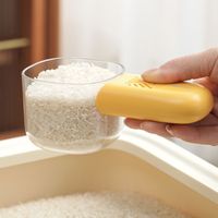 2Pcs With Scale Measuring Rice Spoon Built-in Storage Cavity Removable Handle Grain Spoon Transparent Plastic Pet Food Scoop
