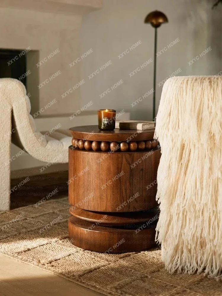retro style solid wood edge few home medium and ancient style high-end small round few sofa corner few