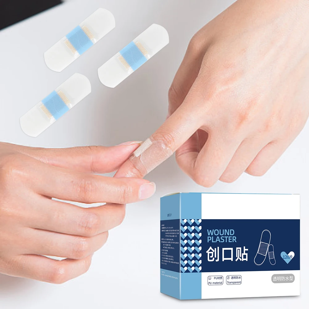 

50/120Pcs PU Transparent Medical Strips Waterproof Wound Strips Invisible Waterproof Adhesive Bandages First Aid Emergency Kit