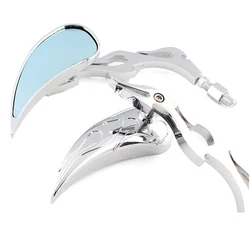 Chrome Custom Motorcycle Rearview Side Mirrors FOR HONDA MOTORCYCLE CRUISER CHOPPER 8-10MM Blue Mirror