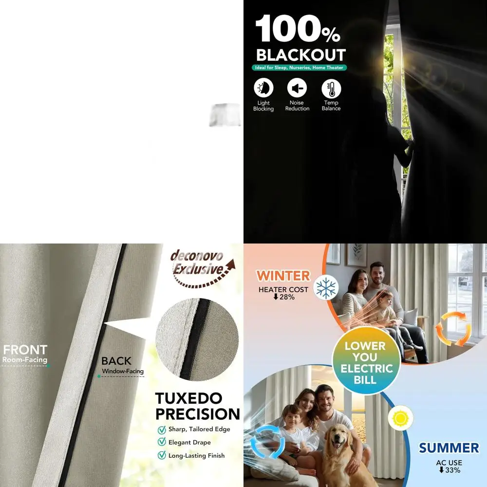 

Ivory 50x108 Inch Light-Blocking Velvet Curtain Panels with Tabs, Back Loops, and Tiebacks for Living Room